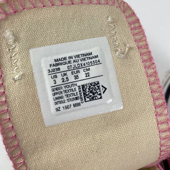 Converse All Star Canvas Sneakers Pink No Laces Youth Size 3 Pre-Owned - Picture 9 of 11